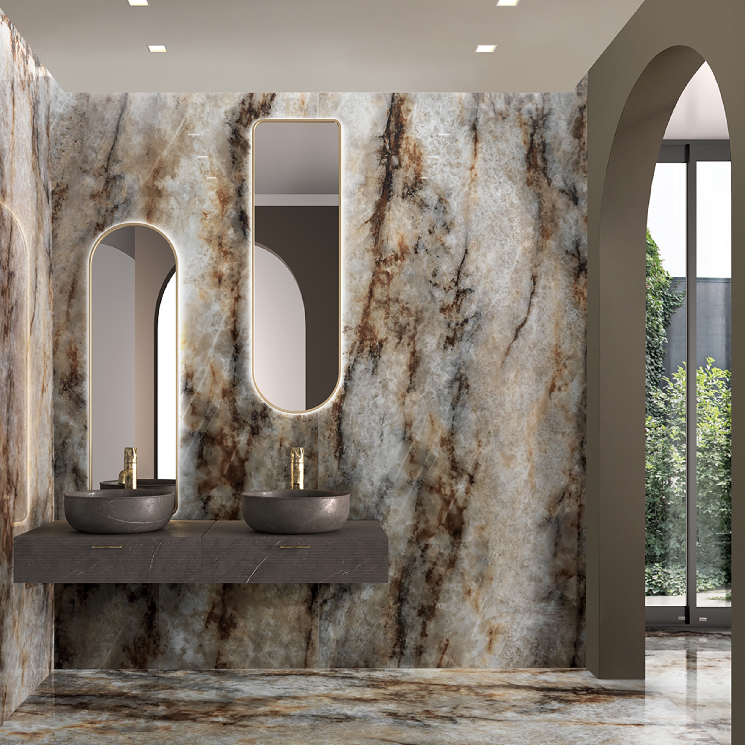 ENCIMERA RESIN STONE HERA MATE 101X46 CON FALDON