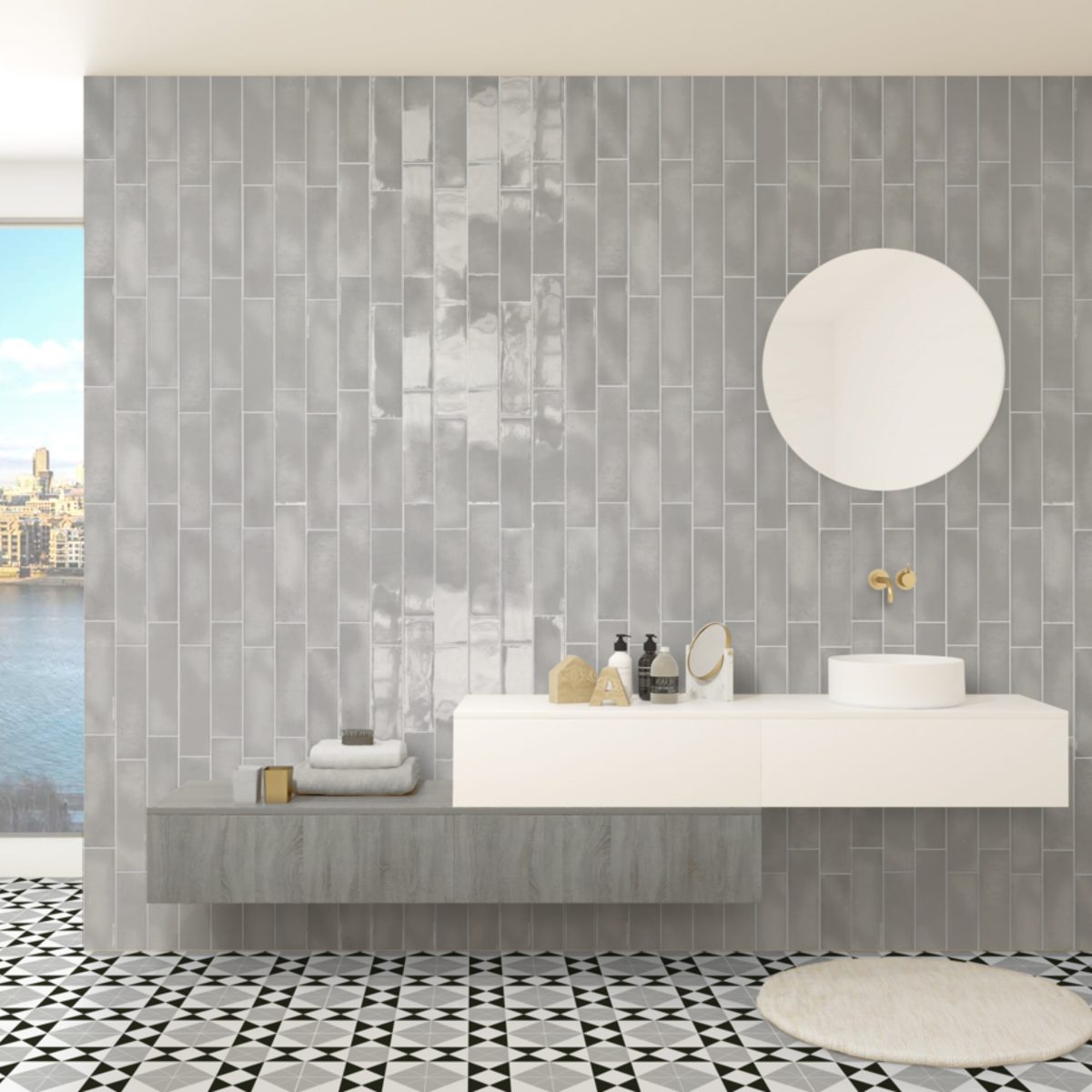 Carrelage Zellige Cosmos Pearl 6,9×24