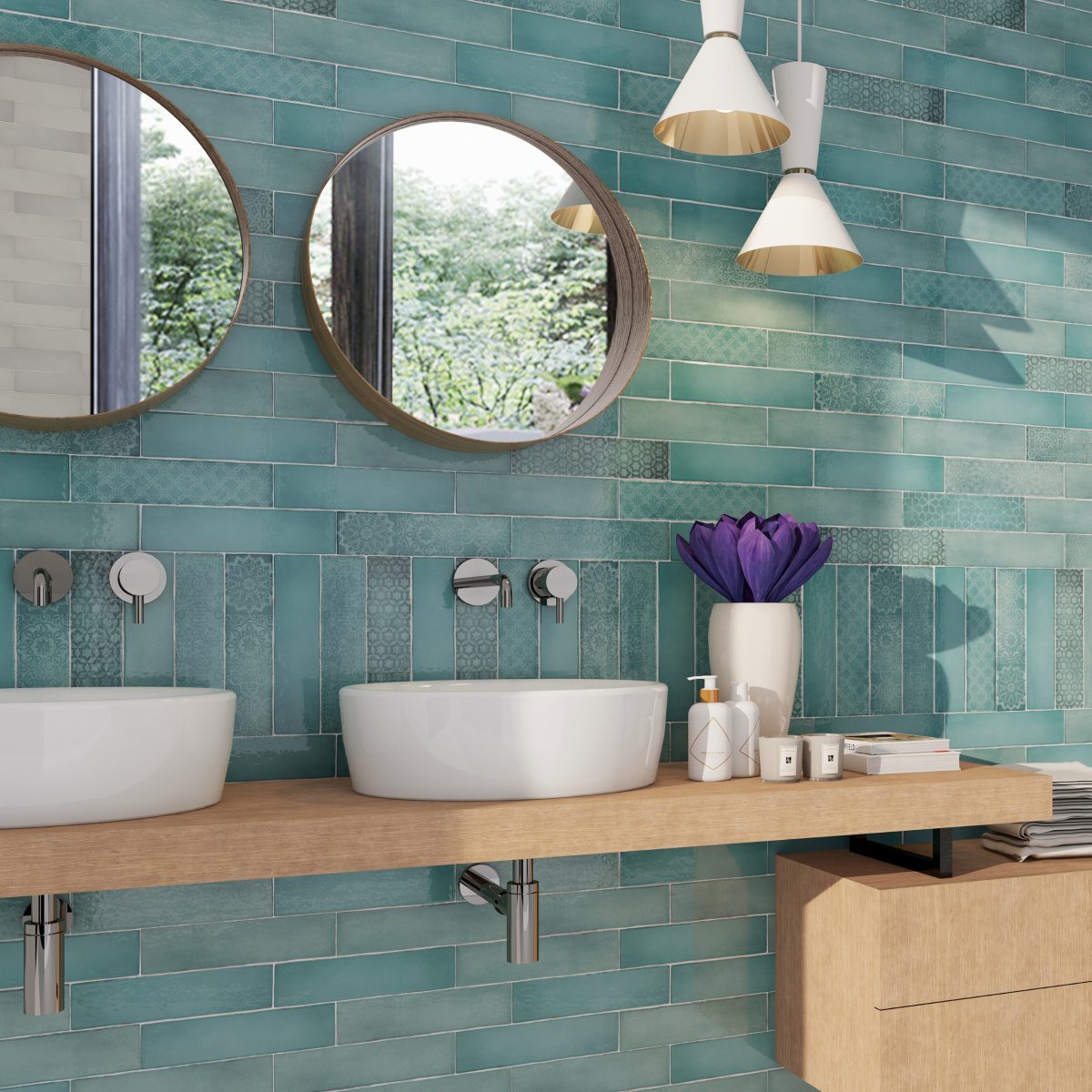 Carrelage Zellige Tetuan Bleu Aube 7,5×30