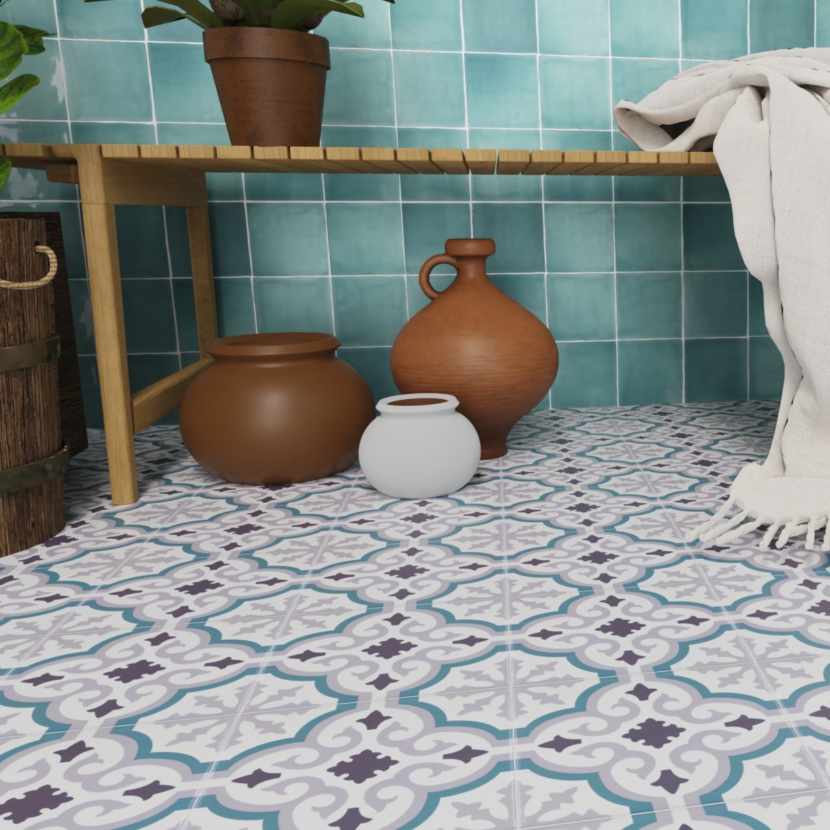 Carreau de ciment Orly Bleu 20×20