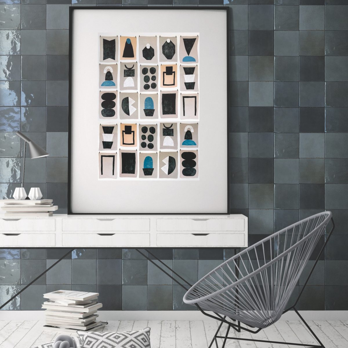 Carrelage Zellige Tetuan Bleu Midi 7,5×30