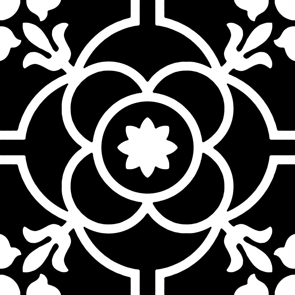 Carreau de ciment Tudor Greta Black 20×20